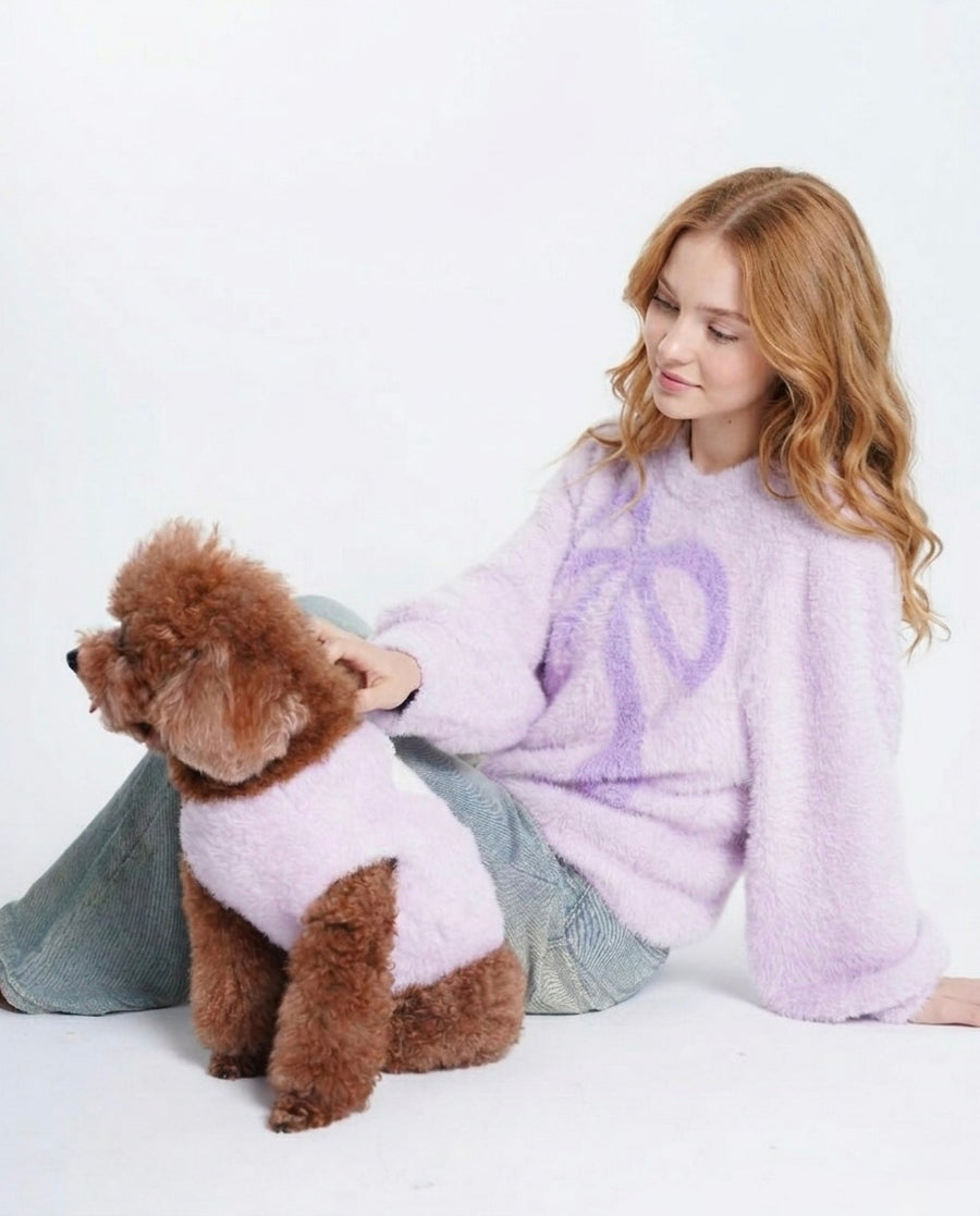 Lavender Bow Matching Sweater
