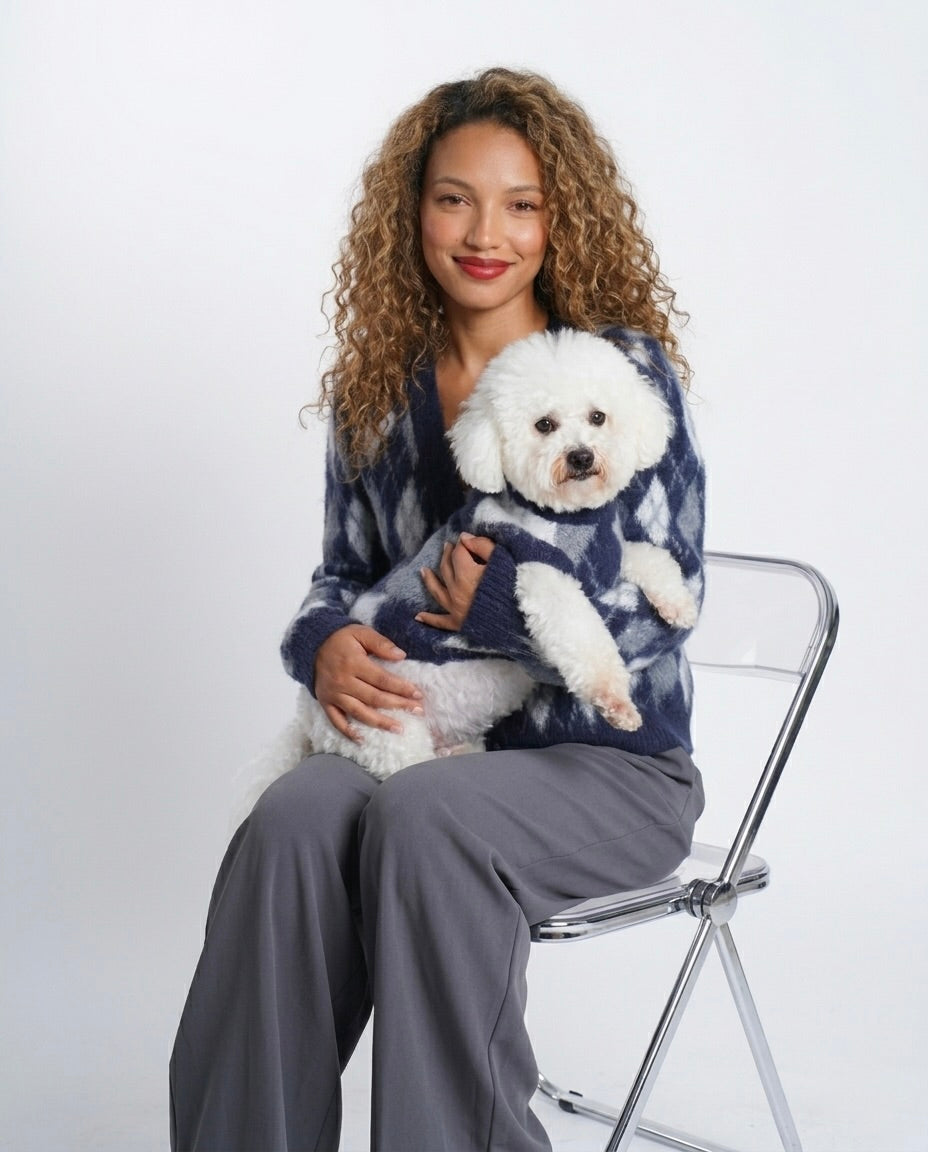 Midnight Argyle Matching Sweater - Dog