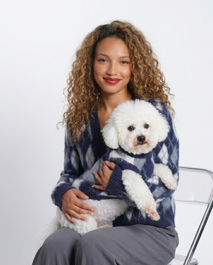Midnight Argyle Matching Cardigan