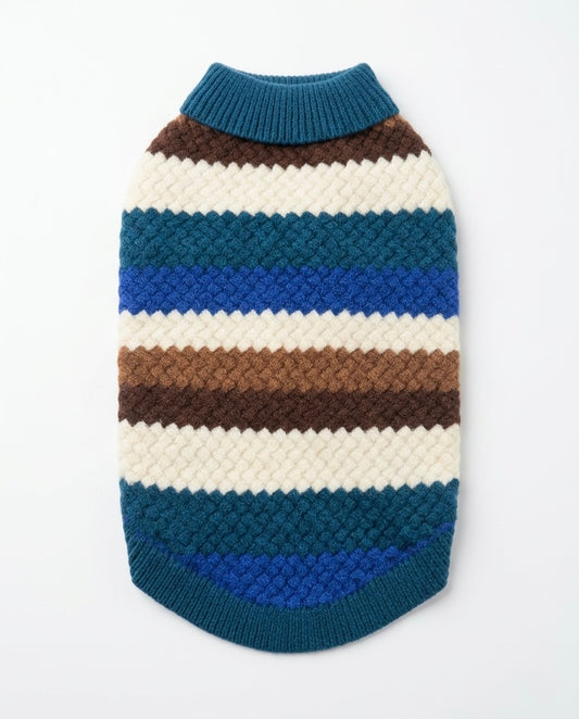 Textured Basketweave Striped Pet Sweater
