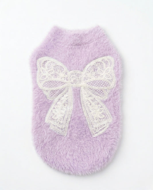 Lavender Bow Matching Sweater - Dog
