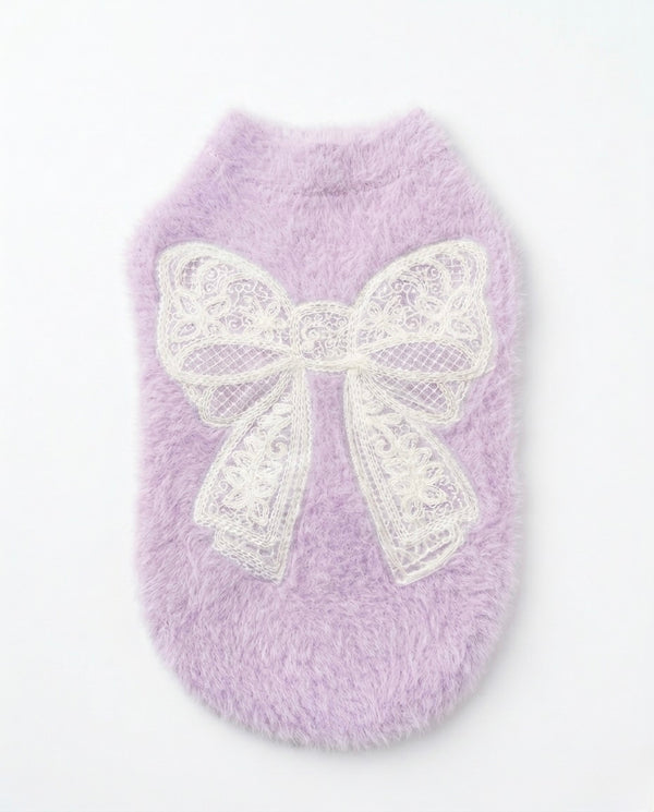 Lavender Bow Matching Sweater - Dog